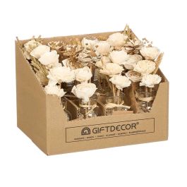 Giftdecor Jarron Ramillete Flores 3 Modelos Surt Blanco 11x25x11 cm Fibra Natural