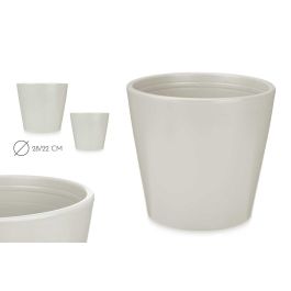 Ibergarden Set 2 Macetas Conica Ceramica Gris 22 cm y 28 cm