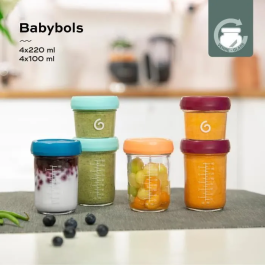 Babymoov Babybols - Frascos de Vidrio Herméticos 120ml y 240ml - Pack 8 Unidades