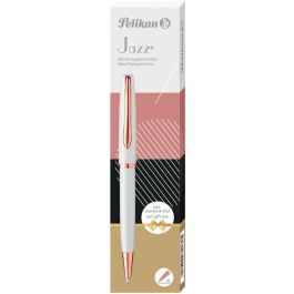 Pelikan K36 Bolígrafo Jazz Noble Elegance Perla Blanco con Mecanismo de Giro, Tinta Azul, Punta Media, Recargable