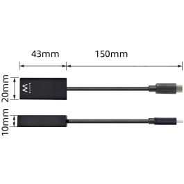 Ewent EW9823 Cable Adaptador USB Tipo C a HDMI, Conexión de Video y Audio, Soporte 4K a 60Hz, USB 3.2 Gen 1, Negro