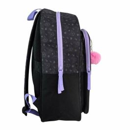 Toybags Mochila Escolar Kuromi Primaria para Niños +7 Años Doble Compartimento Adaptable a Carro con Pom-Pom 44x30x20cm