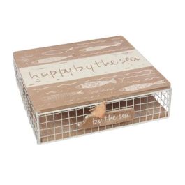 DKD Home Decor Caja Mediterraneo Pollença Madera Metal Marron Blanco 16 x 16 x 6 cm Precio: 6.23634. SKU: S3032416