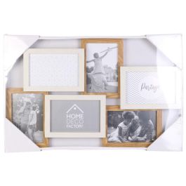 Home Deco Factory Marco para 6 Fotos Madera Blanco Colección Essentiel Decoración Paredes 49x3,4x31,5 cm