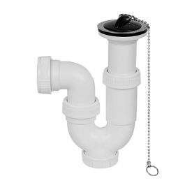 Mirtak Sifón Curvo Extensible Lavabo/Fragadero 1" 1/2 PVC Blanco con Cadena y Tapón Precio: 6.69000046. SKU: S7914693