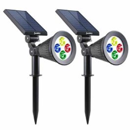 Lumisky 2 Focos Solares Impermeables Exterior con 4 LED RGB, 200 Lúmenes, Cabezal Giratorio 90°, Autonomía 10h, para Suelo o Pared Precio: 44.5000006. SKU: B14VZETCCZ
