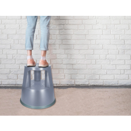 Q-connect Taburete con Ruedas Retráctiles ABS Gris Dos Niveles Soporta 150kg Ø43.5x43cm