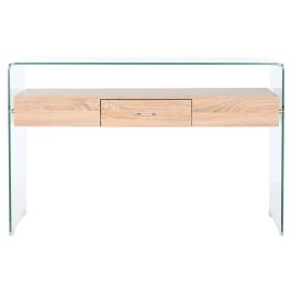 Consola DKD Home Decor Transparente Marrón claro Cristal Madera MDF 120 x 35 x 80 cm