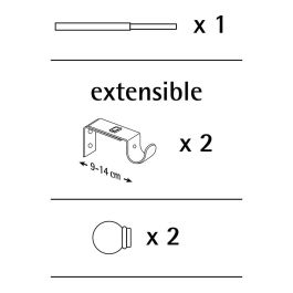 Cintacor Kit Barra Cortina Anillo Extensible 110-200cm Cromo Acabado Satinado