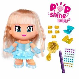 Figura pinypon pop & shine cuentos 17 cm con pelo real que podrás convertir en princesa con purpurina y cristales.