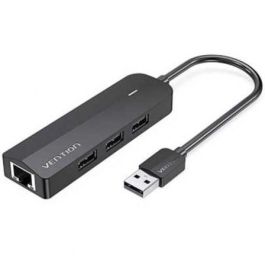 Vention CHPBB Docking Station USB 2.0 con 3 Puertos USB-A, 1xMicro USB PD, 1xRJ45 Ethernet 10/100Mbps Negro