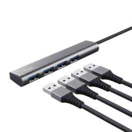 Trust Halyx USB 3.2 Gen 1 Hub 4 Puertos, Compatible con Windows, Mac, ChromeOS - 24947