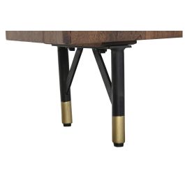 DKD Home Decor Estantería Moderno Marrón Oscuro Dorado, Metal y Madera Mango, 90x35x200cm, con 2 Puertas y 4 Estantes