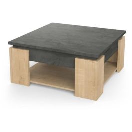 Mesa de centro cuadrada AUSTIN - Decoración roble Hamilton y Sidewalk - L 80 x P 80 x H 37,2 cm - DEMEYERE Mesa de centro cuadrada AUSTIN - Decoración roble Hamilton y Sidewalk - L 80 x P 80 x H 37,2 cm - DEMEYERE