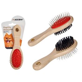 Cepillo Doble para Mascota Mango Madera Mascow 9x5x21 cm - Acero, Plástico, Marrón, Negro, Rojo (24 Unidades) Precio: 31.78999967. SKU: B17PZL63KS