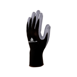 Deltaplus Guantes Mecanica Grasas Aceites Nitrilo Poliester Negro-Gris Talla 9 EN 388: 3121X Y ISO 18889:GR