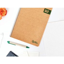 Liderpapel Cuaderno espiral A4 Ecouse tapa cartulina kraft 80 hojas papel reciclado 80gr cuadro 4mm con margen