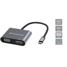 Conceptronic Hub USB Tipo C Donn16 gr - Adaptador 4 en 1 USB-C a HDMI/VGA/USB-C PD/USB 3.0, Soporta 4K 30Hz, Compatible con Windows, Mac OS, Chrome OS Precio: 23.78999997. SKU: B1C6Y2ZQ52