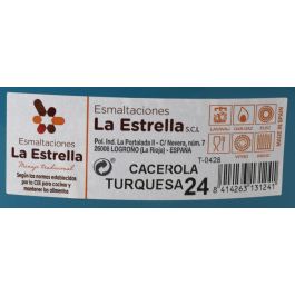 Cacerola Esmaltada con Tapa 24 cm Turquesa - La Estrella (6 Unidades) Cacerola Esmaltada con Tapa 24 cm Turquesa - La Estrella (6 Unidades)
