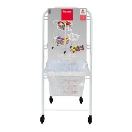 Metaltex San Diego - Carrito Auxiliar Multiusos de Metal con 3 Cestos Extraíbles, 4 Ruedas, Color Blanco, 30 x 38 x 68 cm