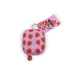 Wondee Mini Estuche Tecnológico Fresa para Auriculares, Cables y USB | Organizador Compacto con Mosquetón