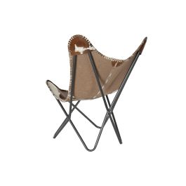 DKD Home Decor Sillón Colonial Marrón Blanco Piel Hierro 70x70x90 cm