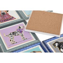 DKD Home Decor Posavasos Perro Dolomite Corcho Multicolor 10.8x10.8x0.7 cm (72 Unidades)