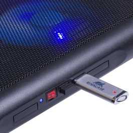 Rivacase 5557 - Base de Refrigeración para Portátiles de hasta 17.3" con 2 Ventiladores, USB, Negro