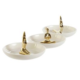 Bandeja Vaciabolsillos Glam DKD Home Decor Blanco Dorado 11 x 6.5 x 11 cm (3 Unidades)