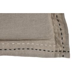 DKD Home Decor Cojín Tradicional de Lino Natural 50 x 50 cm (2 Unidades) con Zipper