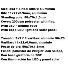 DKD Home Decor Parasol Terraza Jardín Beige Champán 350x280x286 cm con LED Solar Giratorio 360º Plegable Poliéster 220gsm Aluminio