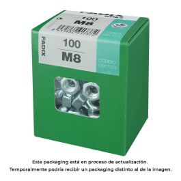 Fadix Tuerca de Acero Cincado M8, Caja con 100 Unidades