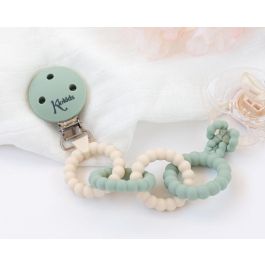 KioKids Sujetachupetes de Silicona Anillado Salvia +0 Meses, Textura Suave y Segura, Pinza Acero Inoxidable Precio: 7.79000057. SKU: B179RJN988