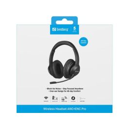 Sandberg Auriculares Inalámbricos ANC+ENC Pro Bluetooth con Micrófono Cancelación Ruido para Reuniones y Gaming, 24h Batería