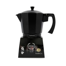 Bidasoa Cafetera Tribeca 12 Tazas Aluminio y Acero Negra Apta Inducción, Gas, Eléctrica, Vitrocerámica