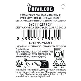Inde Cesta Cónica Seagrass con Asas 30 cm (12 Unidades)
