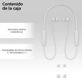 Sony Auriculares Inalámbricos WI-C100 con Micrófono, Bluetooth, Blancos - 25h Batería, IPX4