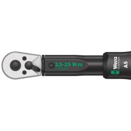 Wera 05075604001 Llave dinamométrica de clic A5 Mecánica 1/4" 2.5-25 Nm con pantalla Negro/Verde