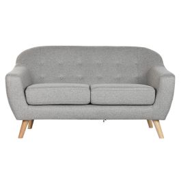 DKD Home Decor Sofá Scandi de 2 plazas de poliéster y rubberwood Gris Natural 84 x 82 x 146 cm Desmontable