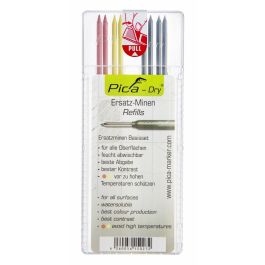 Pica Estuche con 10 minas dry grafito 2B, multiuso, solubles al agua, puntas afiladas