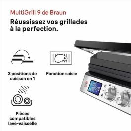 Braun BRA1744095622160 Parrilla Multifunción Multi Grill 9 2000W con 3 Posiciones de Calentamiento Negro/Acero
