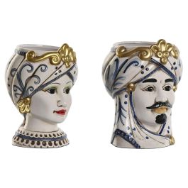 Macetero Mediterraneo DKD Home Decor Blanco Dorado 15 x 26 x 15 cm (2 Unidades) Precio: 56.58999995. SKU: B12JBZH5NF
