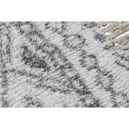 DKD Home Decor Alfombra Boho Blanco Negro 50 x 1 x 80 cm Algodón Polyester Baño Flecos