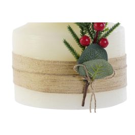 DKD Home Decor Vela LED con Movimiento de Cera para Navidad Alpina Blanca 15x15x15 cm (Funciona con 3 pilas AA)