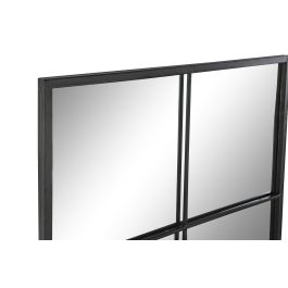 DKD Home Decor Espejo de Pared Rectangular Estilo Loft Tipo Ventana Negro de Hierro y Cristal Colección Anxi 150 x 60 cm