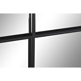 DKD Home Decor Espejo de Pared Rectangular Estilo Loft Tipo Ventana Negro de Hierro y Cristal Colección Anxi 150 x 60 cm