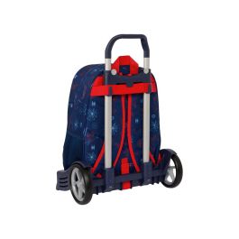 Mochila Escolar con Ruedas Spider-Man Neon Azul marino 33 x 42 x 14 cm