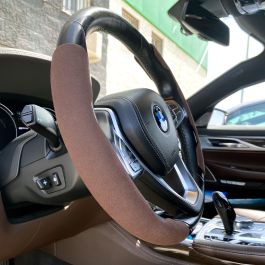 Occ Sport OCCFV0003 Funda de Volante Coche Marrón 2 Piezas Universal 35-40cm ABS Terciopelo Antideslizante Comodidad y Protección