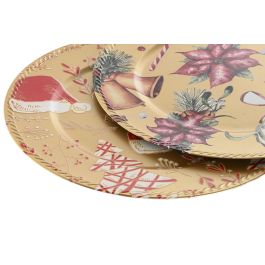 DKD Home Decor Centro Mesa Navidad Tradicional Dorado Rojo 33 x 2 x 33 cm (12 Unidades)