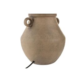 DKD Home Decor Lámpara de Sobremesa Cottage Terracota de Gres y Lino 35 x 48 x 35 cm E27 50W